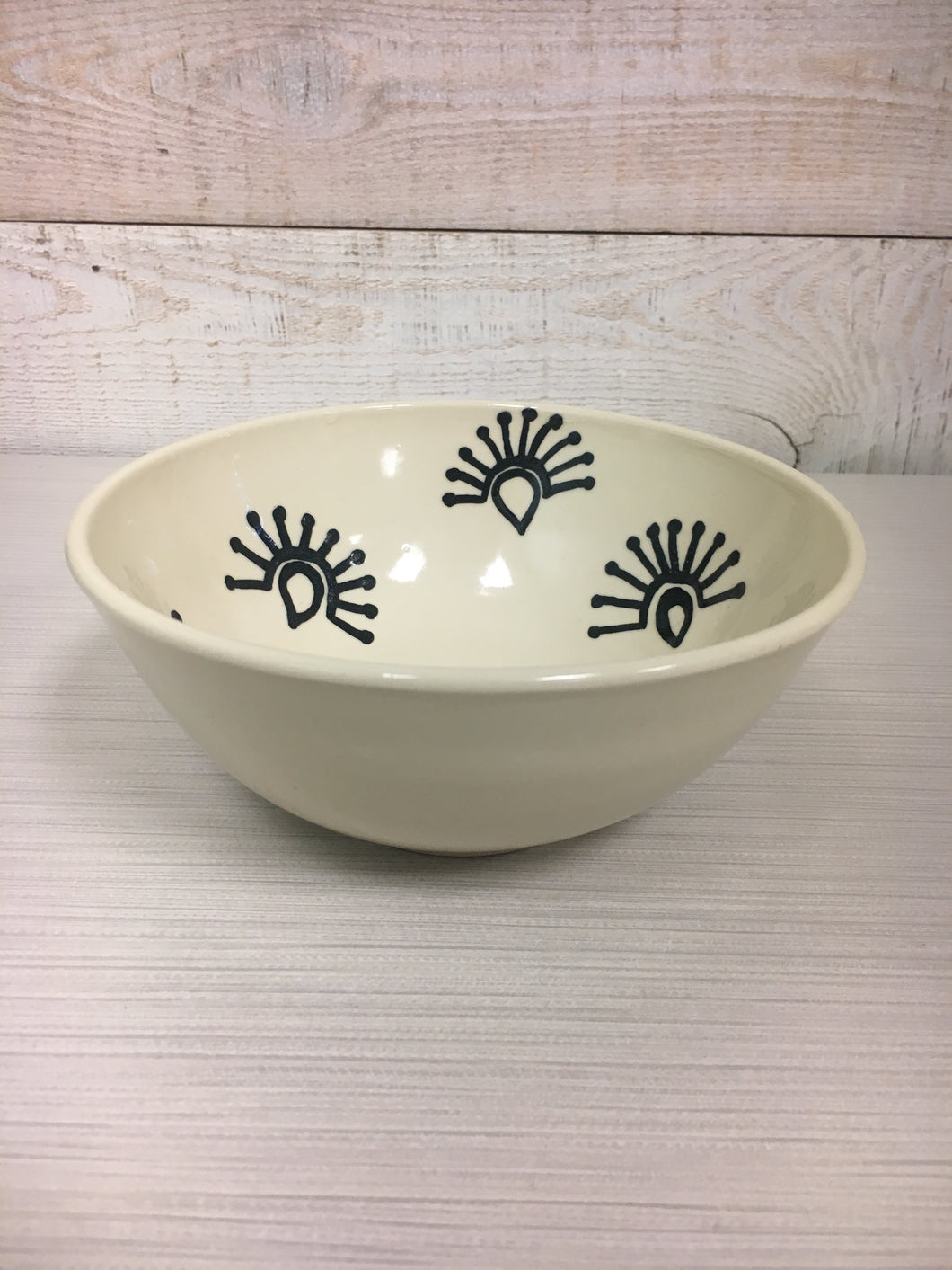 Handmade Ceramic Bowl with Black Design